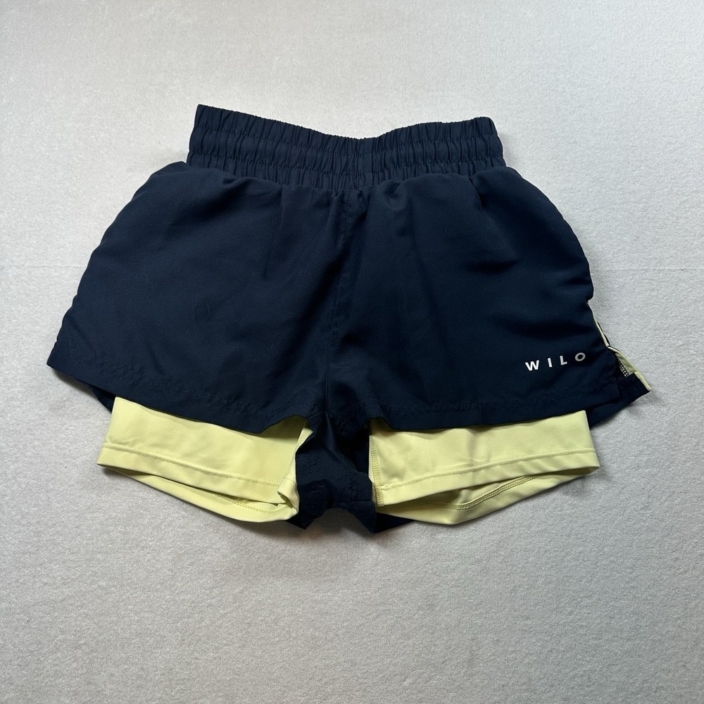Wilo The Label 2-in-1 Running Shorts Blue Yellow Athletic Women‎ Summer XS